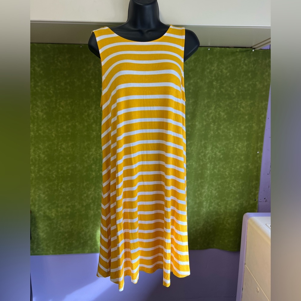 Old Navy yellow and white striped dress